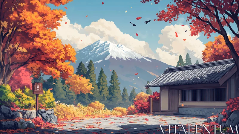 Scenic Autumn Mountain View AI Image