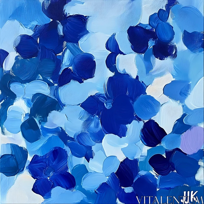 Blue Abstract Painting with Fluid Brushstrokes AI Image