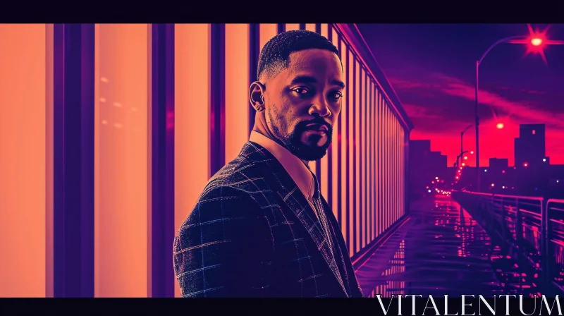 Neon Lit Portrait of Will Smith AI Image