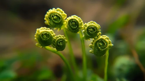 Fresh Green Fern Fronds Close-Up