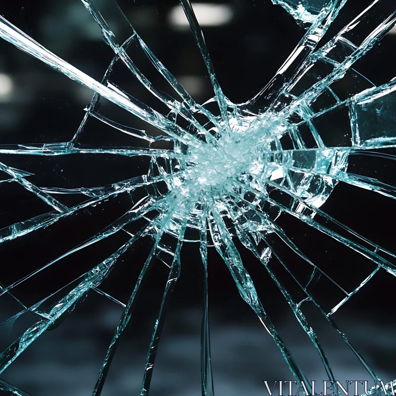 AI ART Detailed View of Shattered Glass and Fracture Patterns