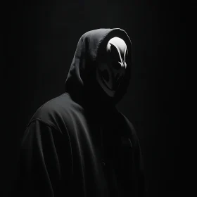 Masked Figure in Dark Hoodie