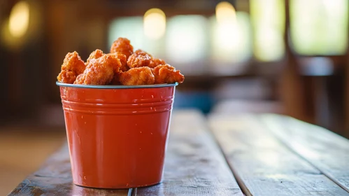 Crispy Chicken Pieces in Red Container