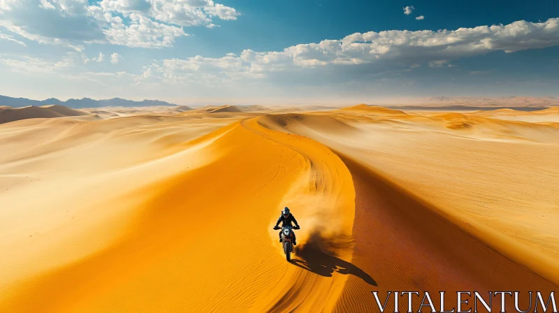 Desert Ride: A Lone Motorcycle Journey AI Image