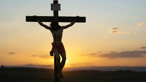 Silhouette of Jesus on Cross