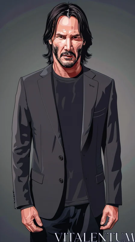 Artistic Illustration of Keanu Reeves AI Image