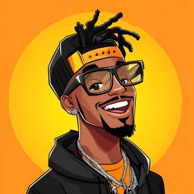 Man with Glasses Cartoon Art