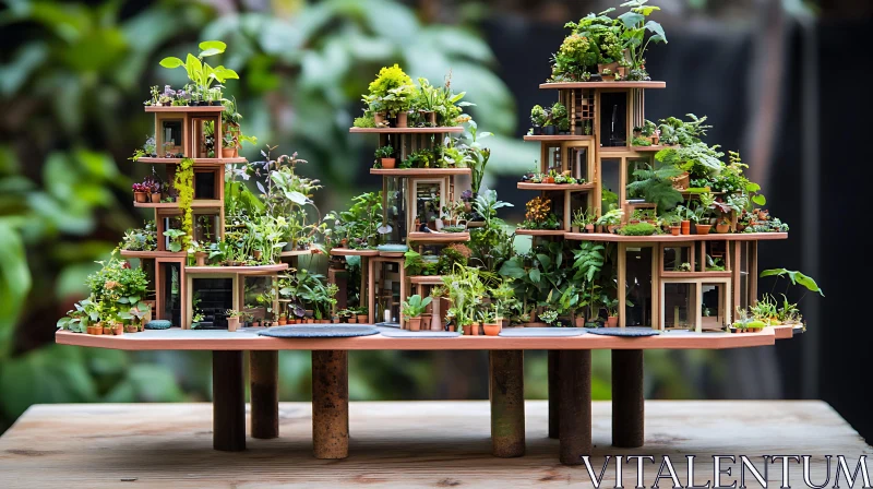 Whimsical Miniature Garden Architecture AI Image