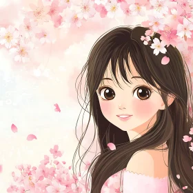 Pink Blossom Anime Portrait