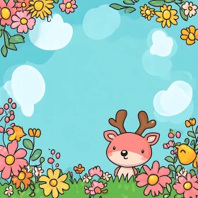 Whimsical Deer and Floral Meadow