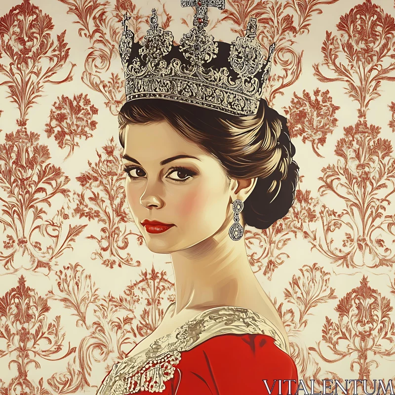 Vintage Style Woman with Crown AI Image