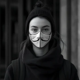 Monochrome Masked Figure: A Portrait of Anonymity