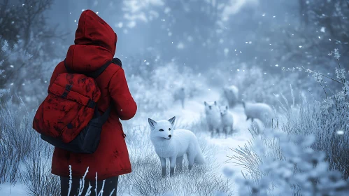 Snowy Stroll with Arctic Foxes