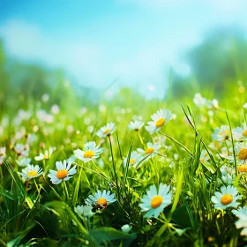 White Daisies in Green Field