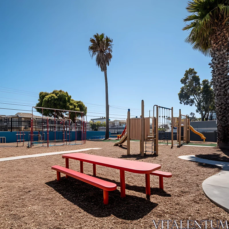 Outdoor Playground with Picnic Table AI Image