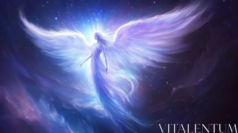 AI ART Winged Angel in Cosmic Sky