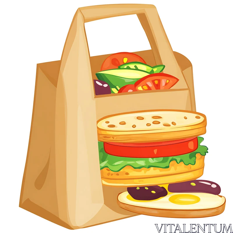 Nutritious Lunch with Sandwich and Fresh Vegetables AI Image