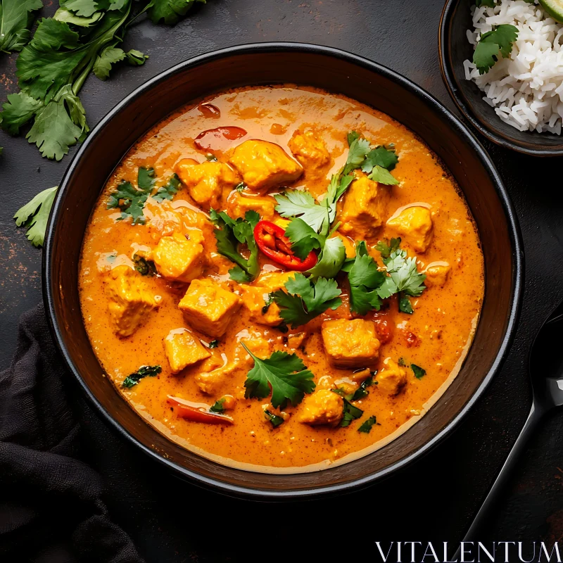 Rich and Spicy Chicken Curry Bowl AI Image