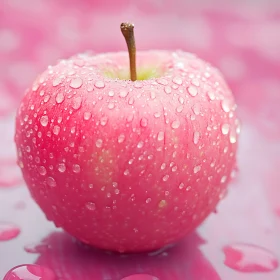 Close-Up of a Fresh and Juicy Pink Apple