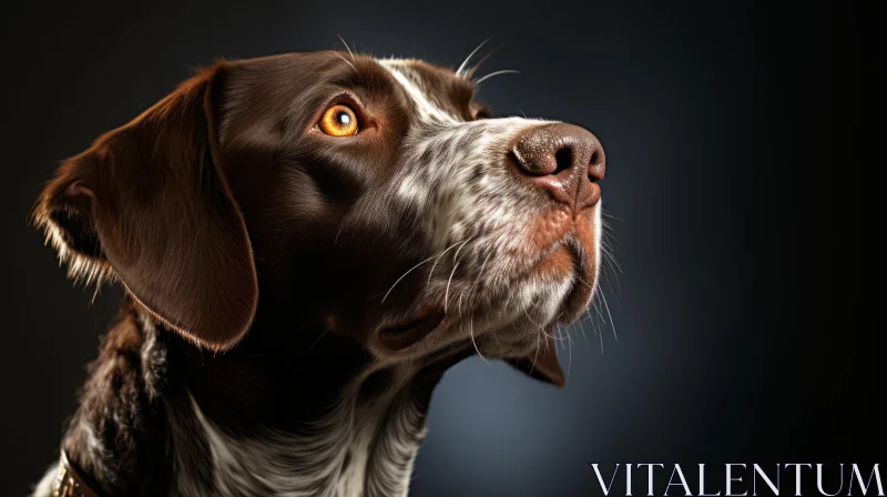 Intricate Detailing of a Dog Gazing Upwards | Pet Portraiture AI Image