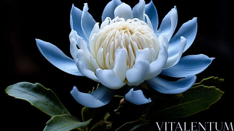 Intricately Sculpted White and Indigo Flower - Exotic Realism Art AI Image