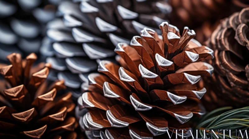 Metallic Pine Cone Ornaments: A Macro Photography Study AI Image