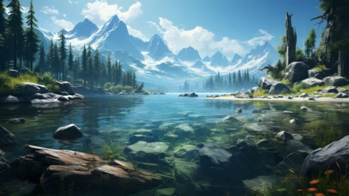 Serene Mountain and Water Landscape - Captivating Nature Scene