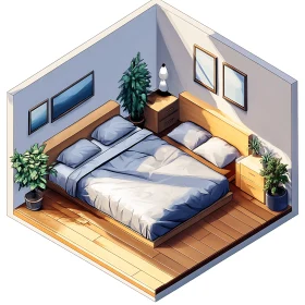 Cozy Bedroom Isometric View