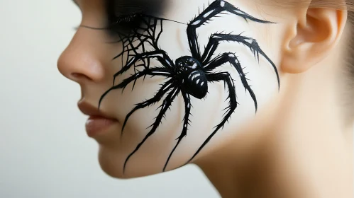 Eerie Spider Web Face Art