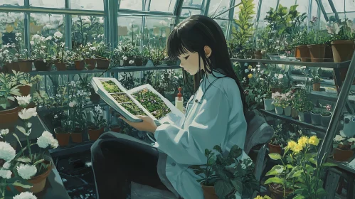 Botanical Study in a Sunlit Greenhouse