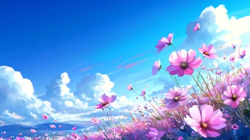 Floral Meadow with Cloudscape