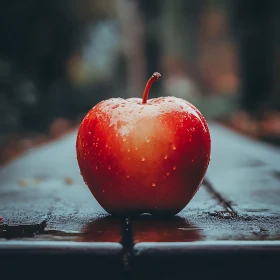 Fresh Apple with Raindrops