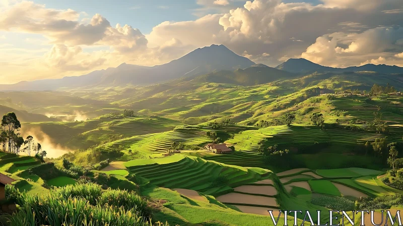 Scenic Rice Terraces Landscape AI Image