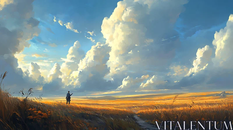 AI ART Landscape Painting of Field and Sky