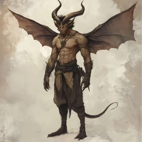 Winged Demon with Menacing Stare