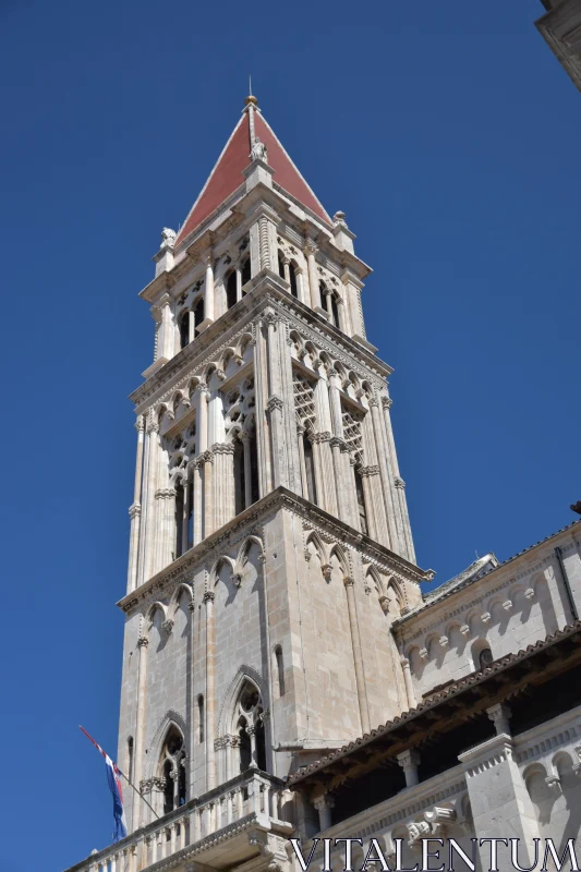 Croatian Tower with Red Roof Free Stock Photo