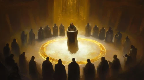 Ethereal Gathering of Figures in Circle