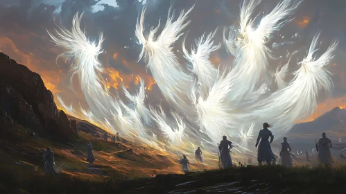 Ethereal Angels in Landscape