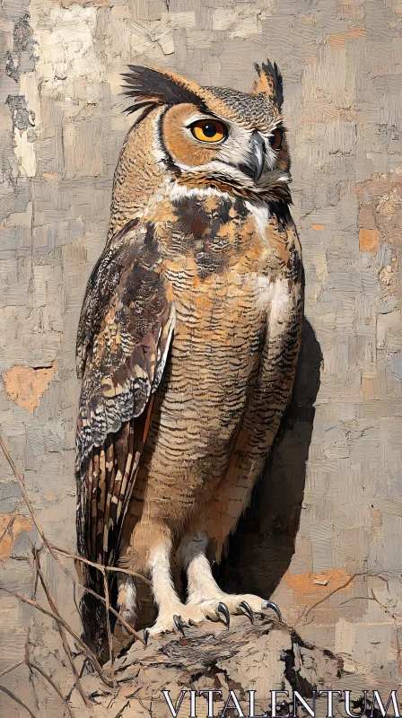 Wildlife Art: Detailed Owl Portrait AI Image