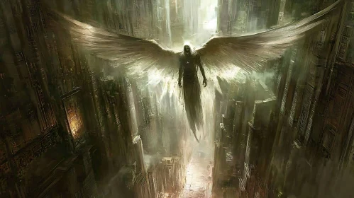 Winged Guardian in Urban Gloom
