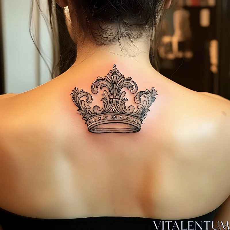 Ornate Crown Tattoo Design AI Image