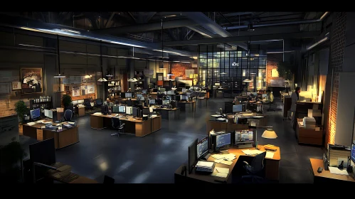 Industrial Style Open Office Interior