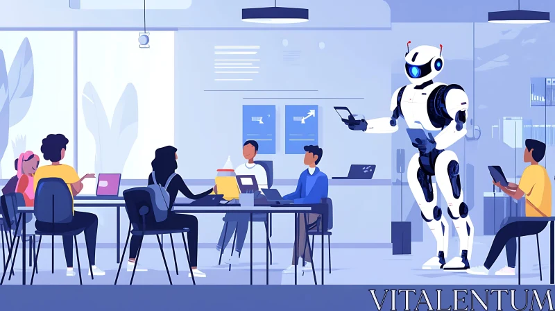 Future Workplace: Robot Presentation AI Image