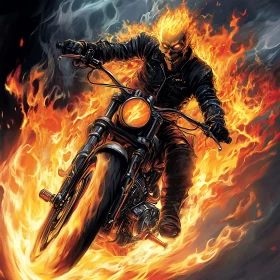 Skull Rider on Fiery Bike