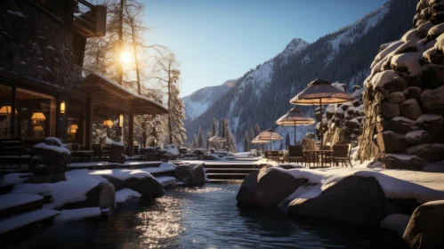 Captivating Winter Scene: Cabin Surrounded by Snow at Krystal Lake Resort