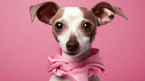 Charming Dog in Pink Scarf - Glamorous Hollywood-style Portrait