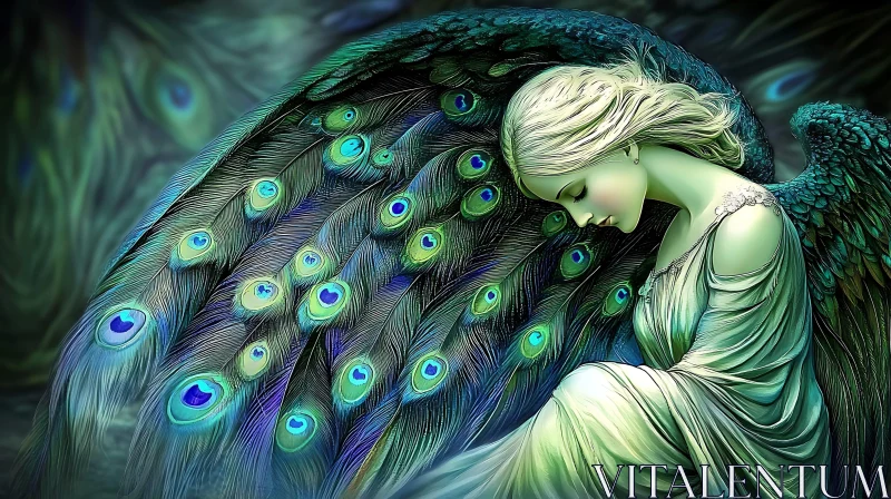 AI ART Peacock Angel's Serene Reflection