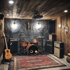 Acoustic Instruments in Home Music Studio