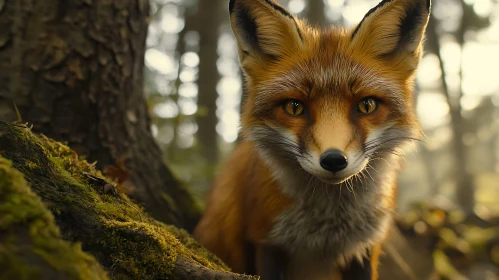 Red Fox Close-Up in the Woods