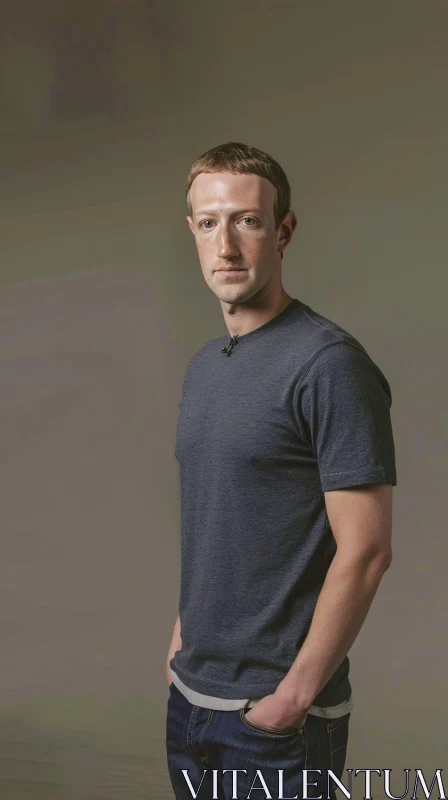 Mark Zuckerberg in a Dark Grey T-Shirt AI Image